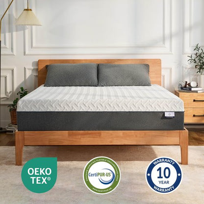 Gelsea Queen Memory Foam Mattress, 12 Inch Queen Size Mattress in a Box, Green Tea Gel Infused Foam for Pressure Relief and Cool Sleep, Foam Made in USA, CertiPUR-US Certified, Medium Firm