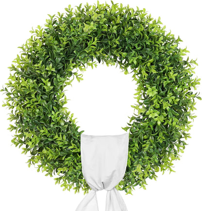 Boxwood Wreath - 26 Inch Large Artificial Greenery for Year-Round Indoor & Outdoor Decor | Farmhouse Style
