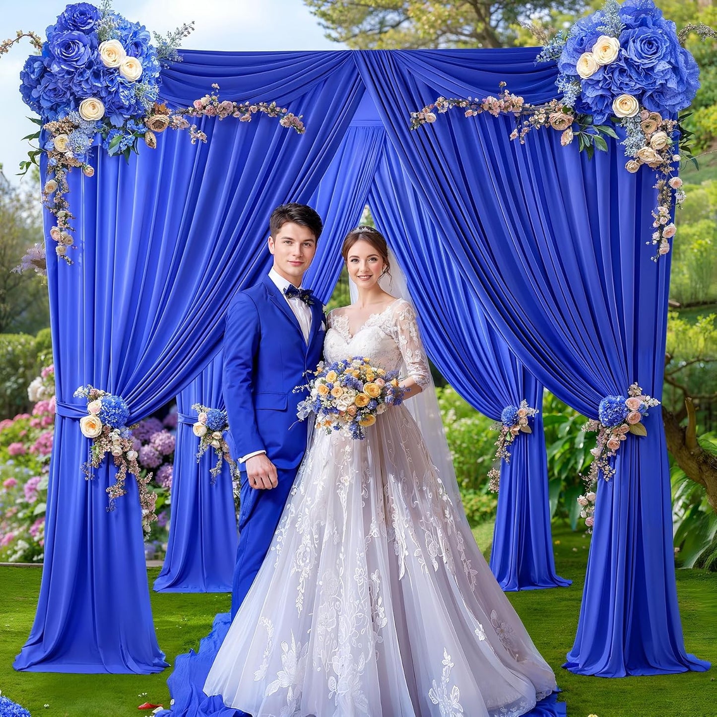 Royal Blue Backdrop Curtains by [Brand Name] - 10x10ft Wrinkle-Free Drapes for Weddings & Events