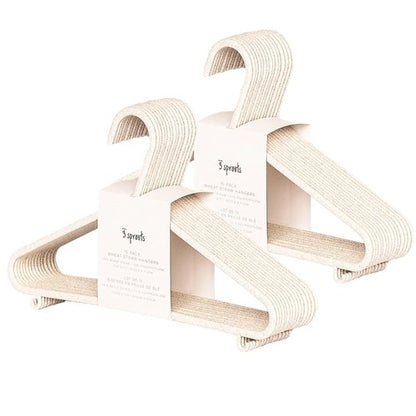 3 Sprouts Wheat Straw Plastic Hangers - 30-Pack Eco-Conscious Toddler Hangers for Child & Baby Clothes, Coats - Kid Closet Hanger Ideal for Small Girls, Boys, Children & Kids - Speckled Cream