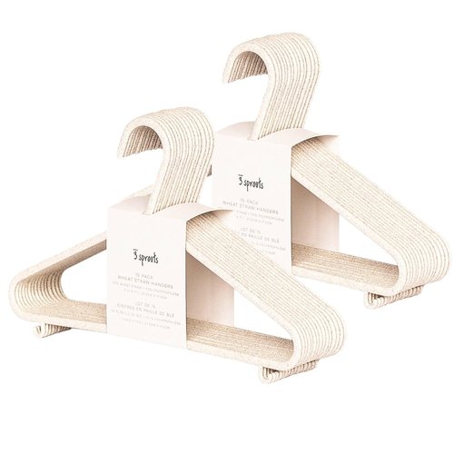 3 Sprouts Wheat Straw Plastic Hangers - 30-Pack Eco-Conscious Toddler Hangers for Child & Baby Clothes, Coats - Kid Closet Hanger Ideal for Small Girls, Boys, Children & Kids - Speckled Cream