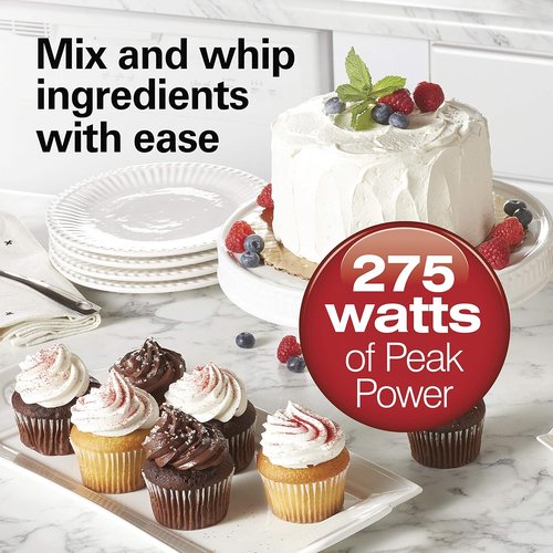 Hamilton Beach Electric Hand Mixer - 6-Speed with QuickBurst & Storage Case, 250W, White (62695V)