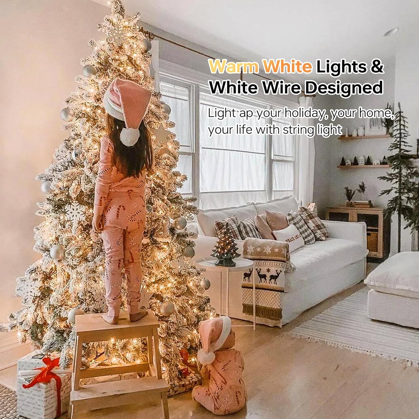 Regine Switzerland 100 Count Clear Christmas Lights - 23 Feet Connectable Indoor/Outdoor Mini String Lights | Warm White