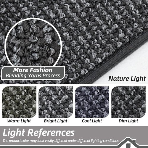 BEQHAUSE Dirt Trapper Door Mat - Non-Slip, Washable, Absorbent | 36" x 60", Charcoal Color for Entryway