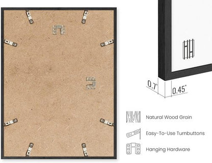 HAUS AND HUES Black Oak Wood Picture Frame - Modern 11x14 Art Display | Lightweight & Ready-to-Hang
