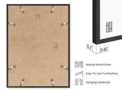 HAUS AND HUES Black Oak Wood 11x14 Picture Frame - Modern Wood Wall Art Display - Minimalist, Lightweight 11x14 Black Frame for Art Prints, Photos, Posters - Ready-to-Hang Vertically & Horizontally
