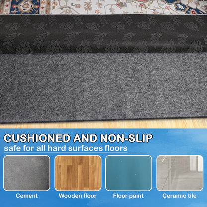 Non-Slip Rug Pads 8 x 10 ft, 100% Waterproof Extra Large Area Rugs Non Skid Rug Pad for All Floors and Finishes Durable Hardwood Floor Protective Felt Keeps Rugs in Place, Safe and Secure