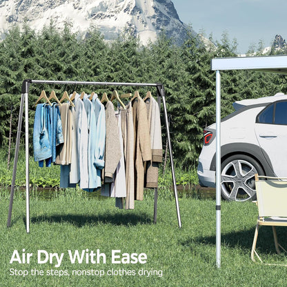 TOOLF Clothes Drying Rack - Foldable Stainless Steel Laundry Rack | Portable Free-Standing Design, Large Capacity