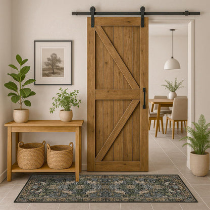 Skiennix Floral Kitchen Runner Rug - Boho Birds & Leaves Pattern | 2x6 Non-Slip, Washable Design for Hallway & Entryway