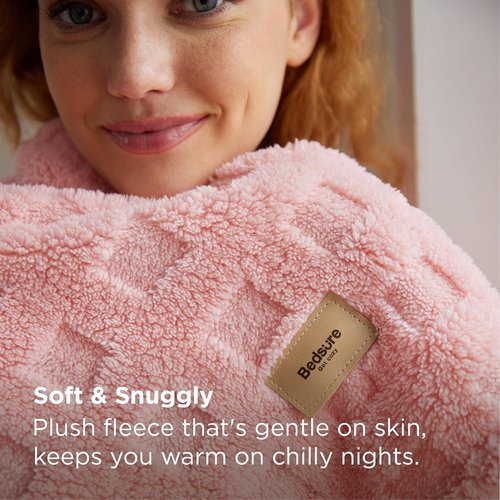 Bedsure Light Pink Throw Blanket - Super Fluffy Waffle Fleece for Cozy Sofa & Bedroom Decor | 50x60 Inches