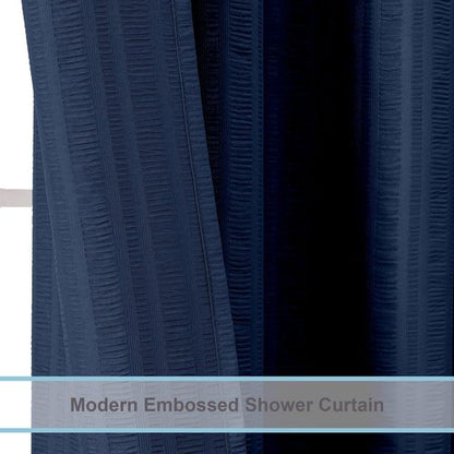 Aiyufeng Moga Navy Blue Fabric Shower Curtains for Bathroom - Blue Hotel Spa Polyester Cloth Bath Curtain with 12 Holes, 72x72, Machine Washable, Navy Blue