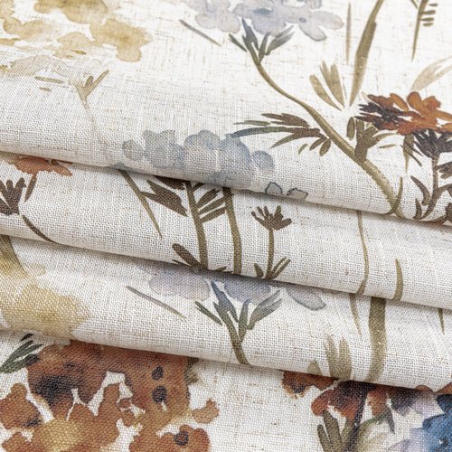 MYSKY HOME Floral Linen Curtains 84 inch Length 2 Panels Set Spring Flower Patterned Semi Sheer Light Filtering Privacy Farmhouse Grommet Drapes for Living/Dining Room, Yellow, W52 x L84, Pack-2