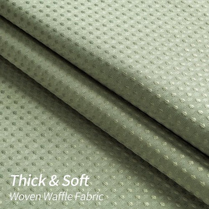 MitoVilla Sage Green Waffle Fabric Shower Curtain, Heavyweight Cloth Shower Curtains for Modern Hotel Bathroom Decor, Waterproof & Wrinkle Resistant, 72 x 72