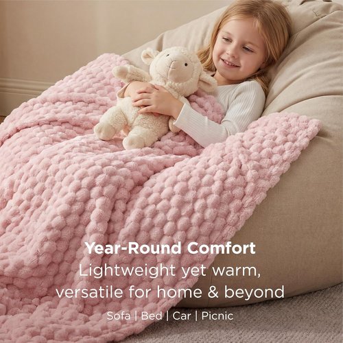 Bedsure Pink Throw Blanket - 350GSM Fluffy Plush Fleece for Cozy Home Decor | 50x60 Inches