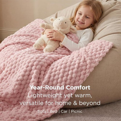 Bedsure Pink Throw Blanket - 350GSM Fluffy Plush Fleece for Cozy Home Decor | 50x60 Inches