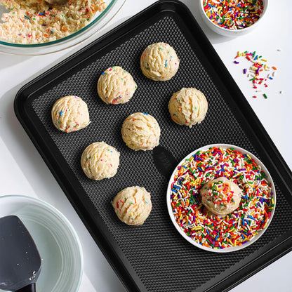 Baker's Secret Baking Sheet Pan Set - 3 Premium Cookie Sheets with Diamond Texture | Extra Thick, PFOA-Free