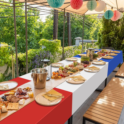 Red White And Blue Disposable Tablecloths by [Brand Name] - 3 Pack Rectangle Covers for 4th of July | 54 x 108 Inch