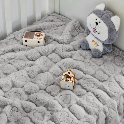 Yurhap Fleece Baby Blanket Heart Checkered, Ultra Soft Cozy Baby Blankets for Boys Girls, Fluffy Infant Toddler Newborn Receiving Gifts for Crib Stroller 30"x40" (Silver Grey)