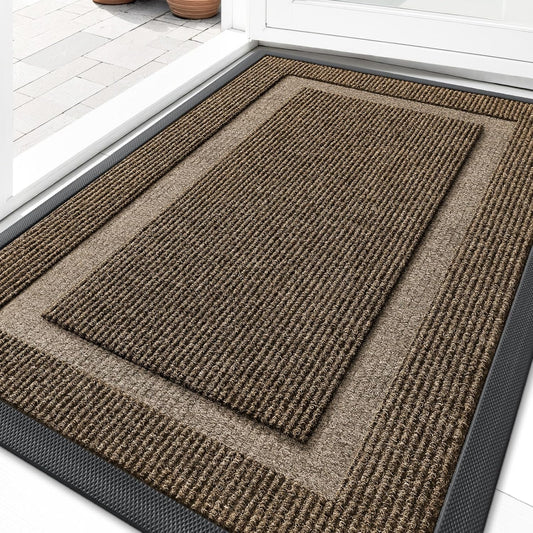 OLANLY Waterproof Front Door Mat - All-Season, Fade Resistant, Easy Clean, 36x24, Brown