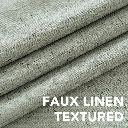 H.VERSAILTEX Primitive Linen Curtains 100% Blackout Curtain Drapes Burlap Fabric Curtains with White Thermal Insulated Liner, Grommet Top Drapes Living Room/Bedroom (2 Panels, 42 x 54 Inch, Sage)