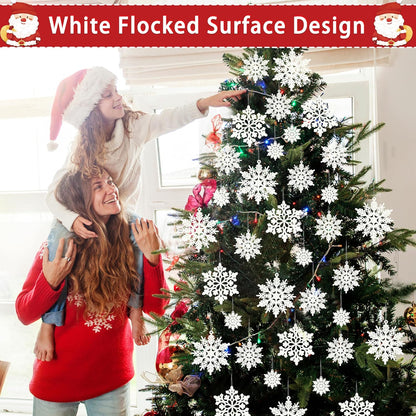 Skiennix Christmas Snowflake Decorations - 36pcs White Flocked Ornaments for Holiday Home Decor