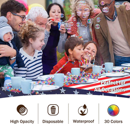 Party Solids Patriotic Rectangular Tablecloth - 54x108 Inch, 24-Pack for Festive Celebrations