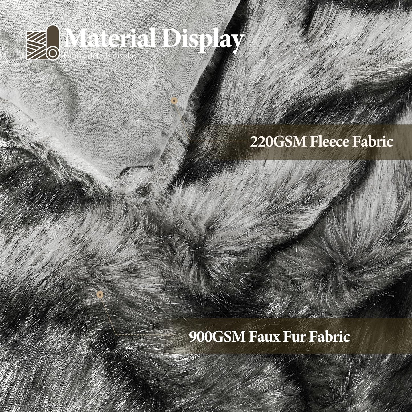Touchat Luxury 1000GSM Faux Fur Throw Blanket, Super Heavy Thick Warm Cozy Blankets for Couch Bed Sofa, Plush Fuzzy Elegant Soft Reversible Mink Blanket for Living Room Bedroom, 50''x60'',White&Grey