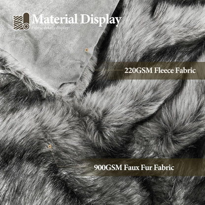 Touchat Luxury 1000GSM Faux Fur Throw Blanket, Super Heavy Thick Warm Cozy Blankets for Couch Bed Sofa, Plush Fuzzy Elegant Soft Reversible Mink Blanket for Living Room Bedroom, 50''x60'',White&Grey