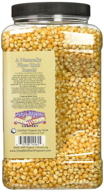 Great Northern Popcorn | Organic Popcorn Kernels - 7lbs Resealable Jug for Microwave & Stovetop Popping