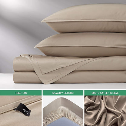 Pure Bamboo Queen Sheets - Luxuriously Soft & Cooling 100% Organic Viscose Bed Sheet Set | Sand Color