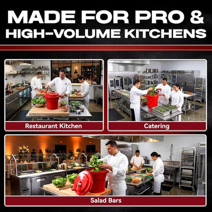 Chef Master 5 Gallon Salad Spinner - Manual Lettuce Dryer & Fruit Washer with Built-In Brake System | Durable Design
