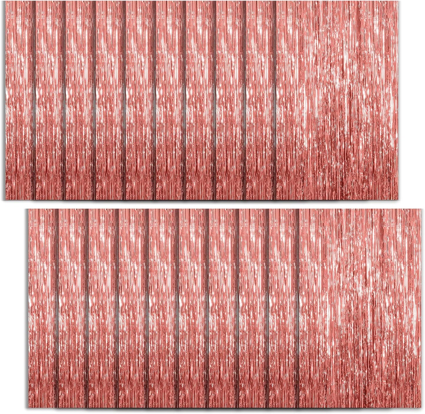 Regine Switzerland 20 Pack Foil Curtain Backdrop - Rose Gold Metallic Tinsel Fringe for Parties & Celebrations