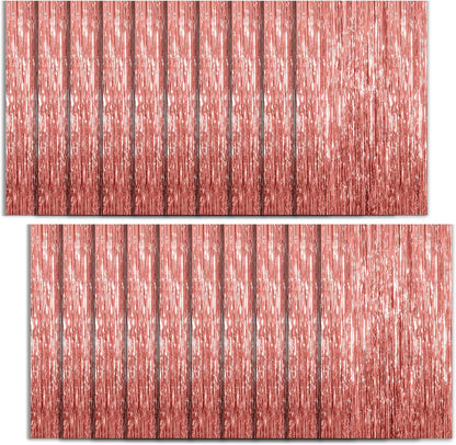 Regine Switzerland 20 Pack Foil Curtain Backdrop - Rose Gold Metallic Tinsel Fringe for Parties & Celebrations