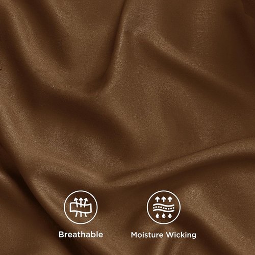 Bedsure Cooling Bed Sheets - Breathable Rayon from Bamboo, Deep Pocket up to 16 Inches, Luxurious Softness in Brown