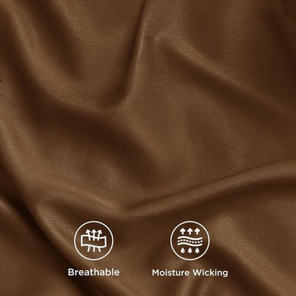 Bedsure King Size Cooling Sheets Set - Breathable Rayon from Bamboo, Soft & Luxurious, Deep Pocket Up to 16 Inches, Brown