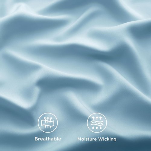 Bedsure Cooling Twin XL Sheets - Breathable Rayon from Bamboo | Soft, Deep Pocket Up to 16 Inches, Aqua
