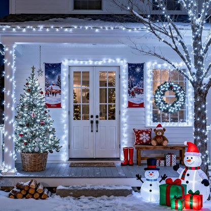 JMEXSUSS 66ft 200 LED White Christmas Lights - Connectable Twinkle String Lights for Indoor/Outdoor Decor