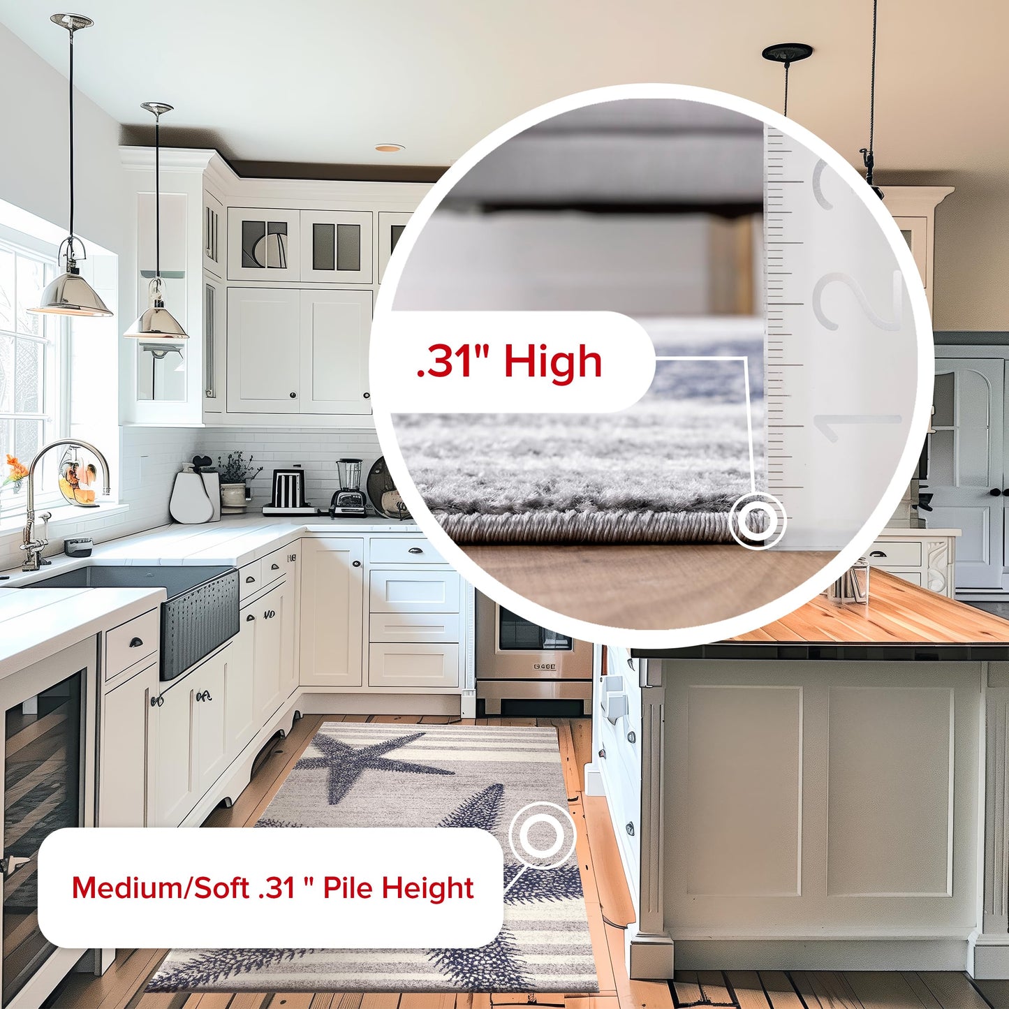 nuLOOM Thomas Paul Starfish and Striped Runner Rug, 2' 6" x 10', Grey