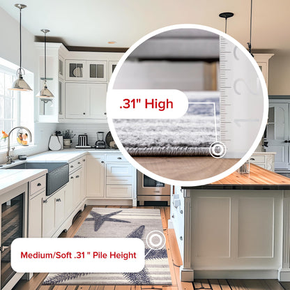 nuLOOM Thomas Paul Starfish and Striped Runner Rug, 2' 6" x 10', Grey