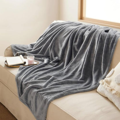 Bedsure GentleSoft Fleece Throw Blanket - XL 300GSM Plush & Cozy for Couch | Grey, 50x70 Inches