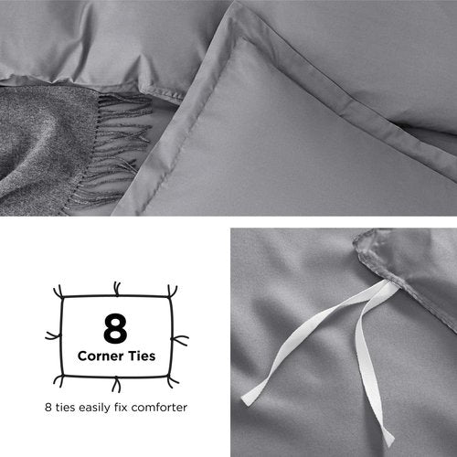 Bedsure Duvet Cover King Size - Soft Double Brushed Bedding Set for Kids & Adults, Zipper Closure, 3 Pieces, Includes 1 Duvet Cover (104"x90") & 2 Pillow Shams, NO Comforter, Grey