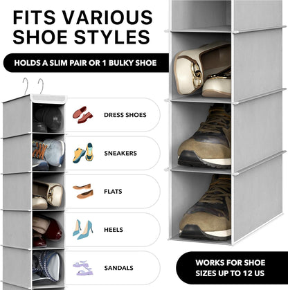 Simple Houseware 10-Shelf Hanging Shoe Organizer - Space-Saving Closet Storage in Grey
