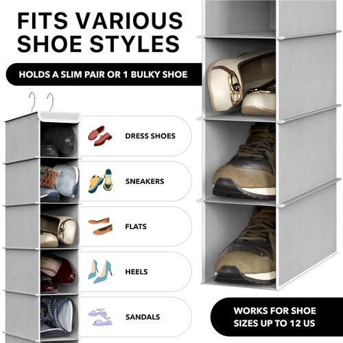 Simple Houseware 10 Shelves Hanging Shoes Organizer Holder for Closet, Grey