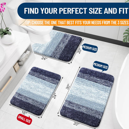 OLANLY Bathroom Runner Rug - Extra Soft Microfiber Mat with Rubber Backing | Quick Dry, Washable, 59x24, Airy Blue