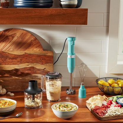 KitchenAid Hand Blender - Variable Speed with Accessories | Aqua Sky Color, KHBV83AQ