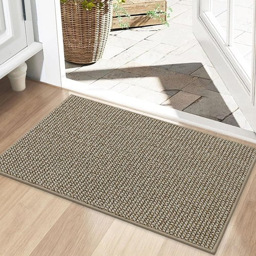 BEQHAUSE Dirt Trapper Door Mat - Non-Slip, Washable, Dirt Resistant | 20" x 32", Light Beige Entryway Mat