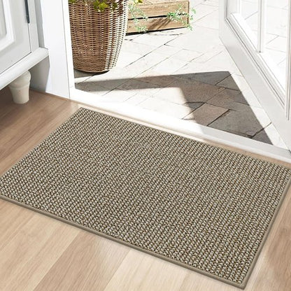 BEQHAUSE Dirt Trapper Door Mat - Non-Slip, Washable, Dirt Resistant | 20" x 32", Light Beige Entryway Mat