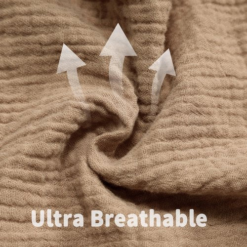 GUNTAIL Muslin Crib Sheets for Boys Girls 100% Cotton Fitted Baby Crib Sheet 2 Pack Soft and Breathable for Standard Crib Mattress & Toddler Mattress 52x28in (Beige & Coffee)