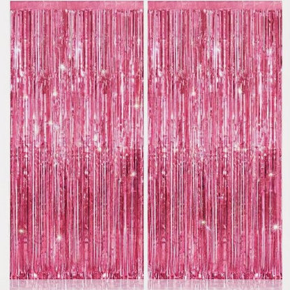 KatchOn Pink Fringe Backdrop - Large Pack of 2 | Perfect for Birthday, Baby Shower & Bachelorette Decor