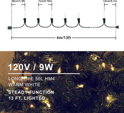 Woohaha Christmas Lights - 2 Pack 13ft 50 Count Warm White Incandescent String Lights for Indoor/Outdoor Decor